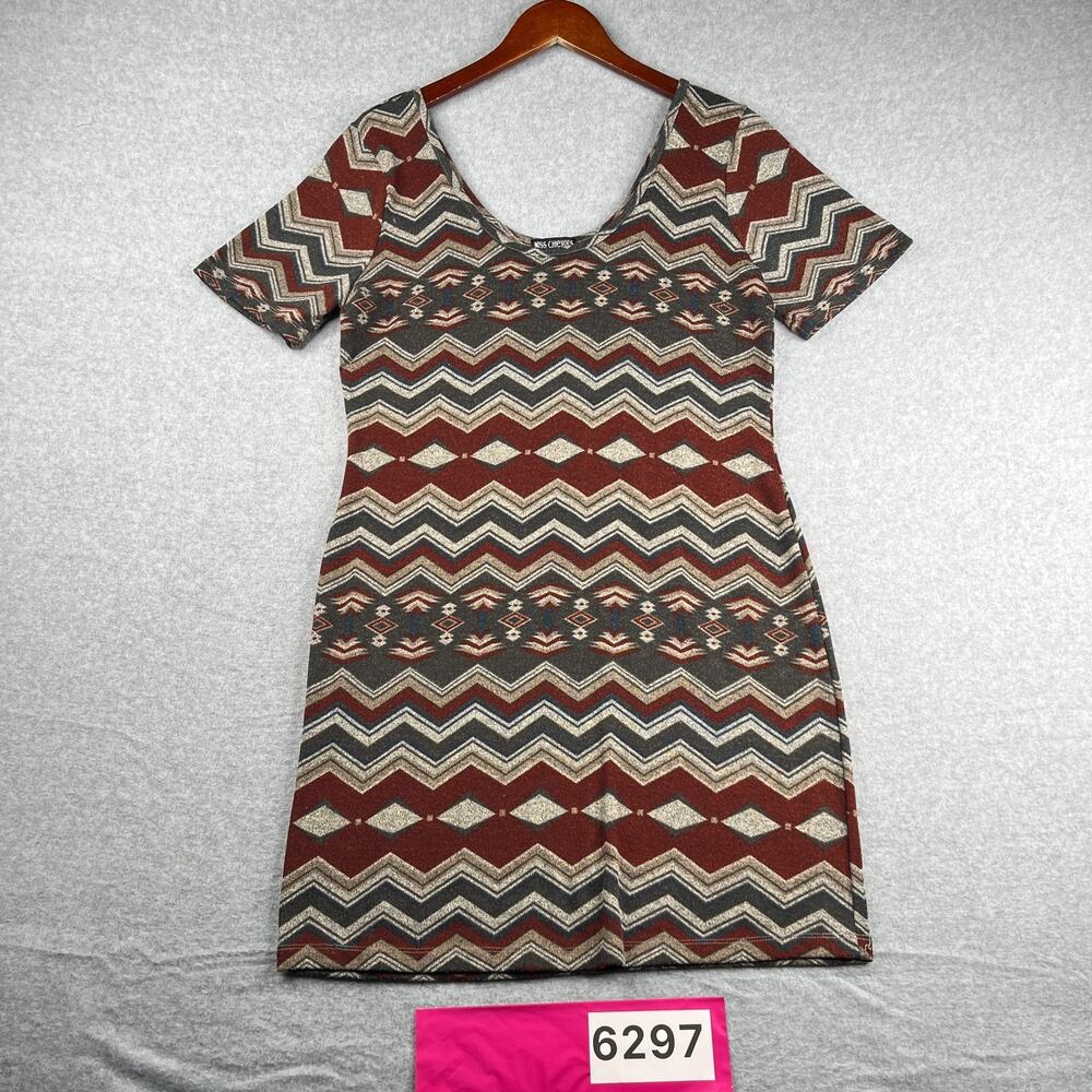 Miss Chievous Aztec Print Shirt Dress Multicolored Casual Short Sleeve XL